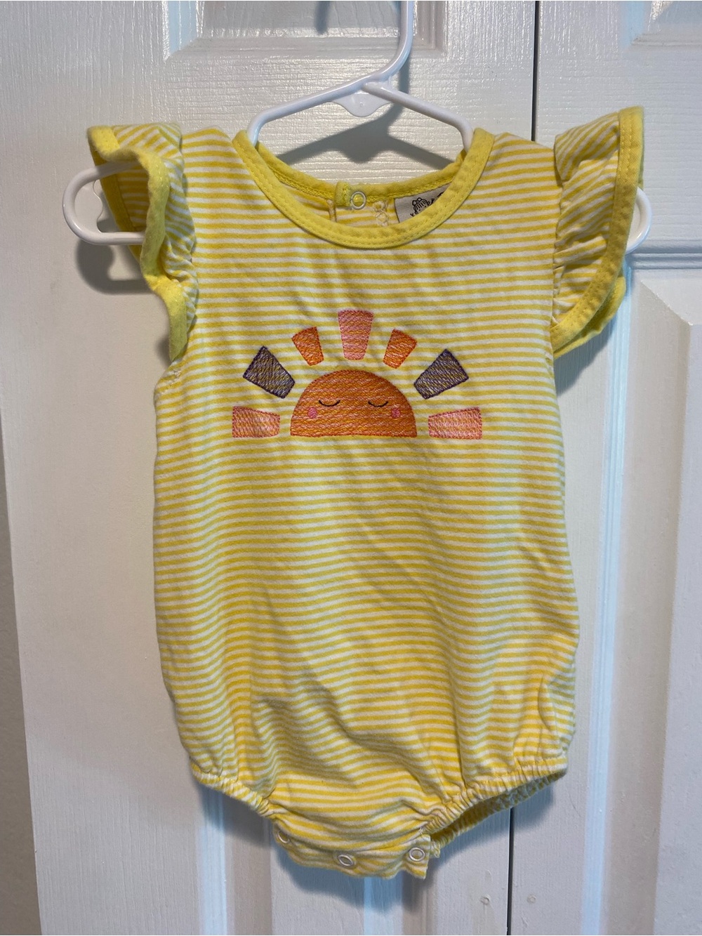 Boutique Yellow Striped Sun Applique One-Piece Romper Size 12M